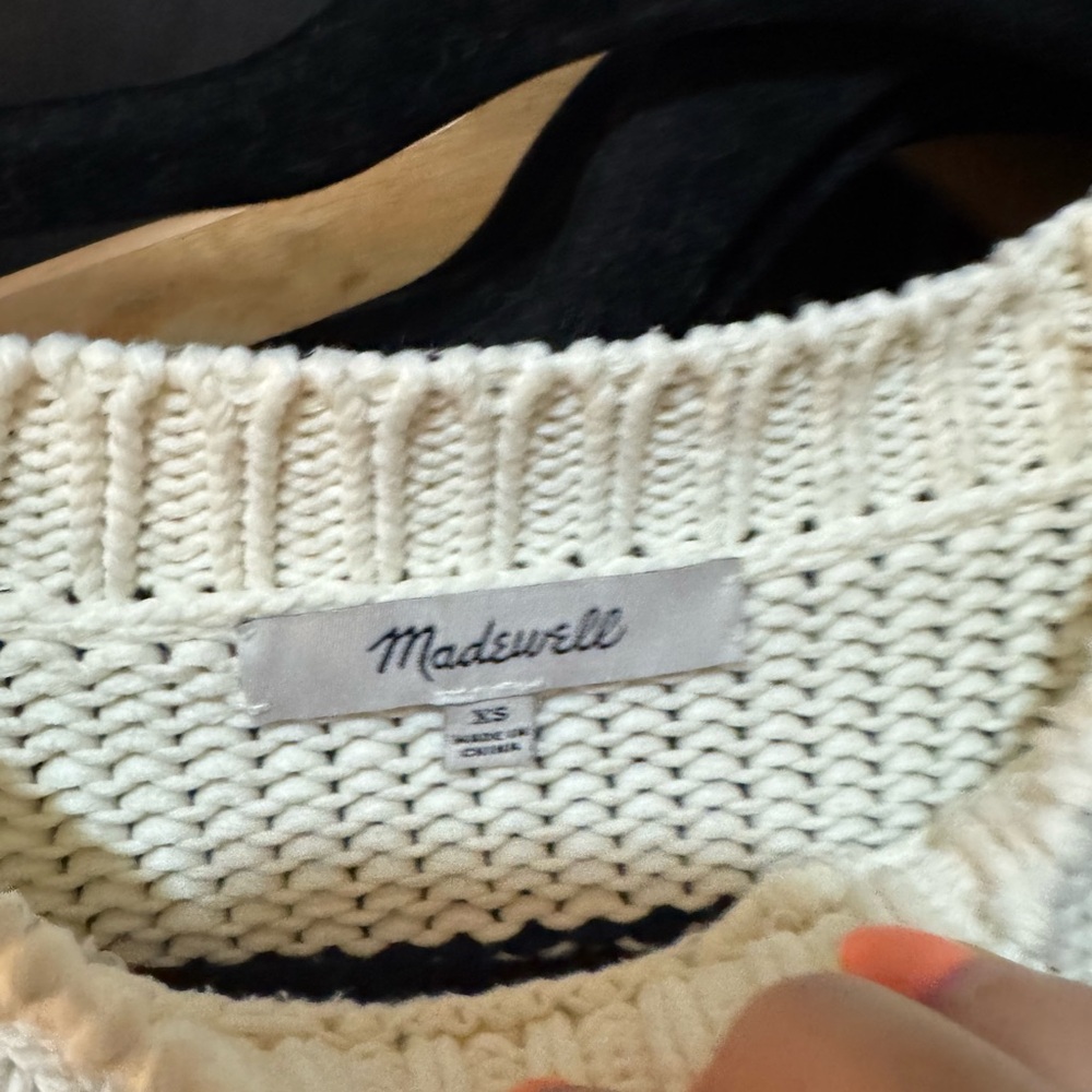 Madewell Cream and Black Crew Neck Sweater - Picture 2 of 3